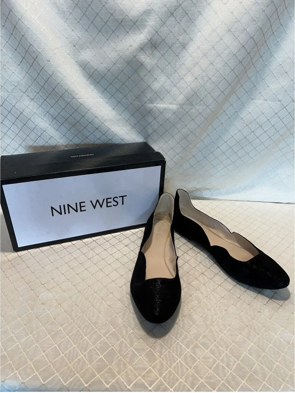 Nine West Black Suede Ballet Flats: Size 7.5